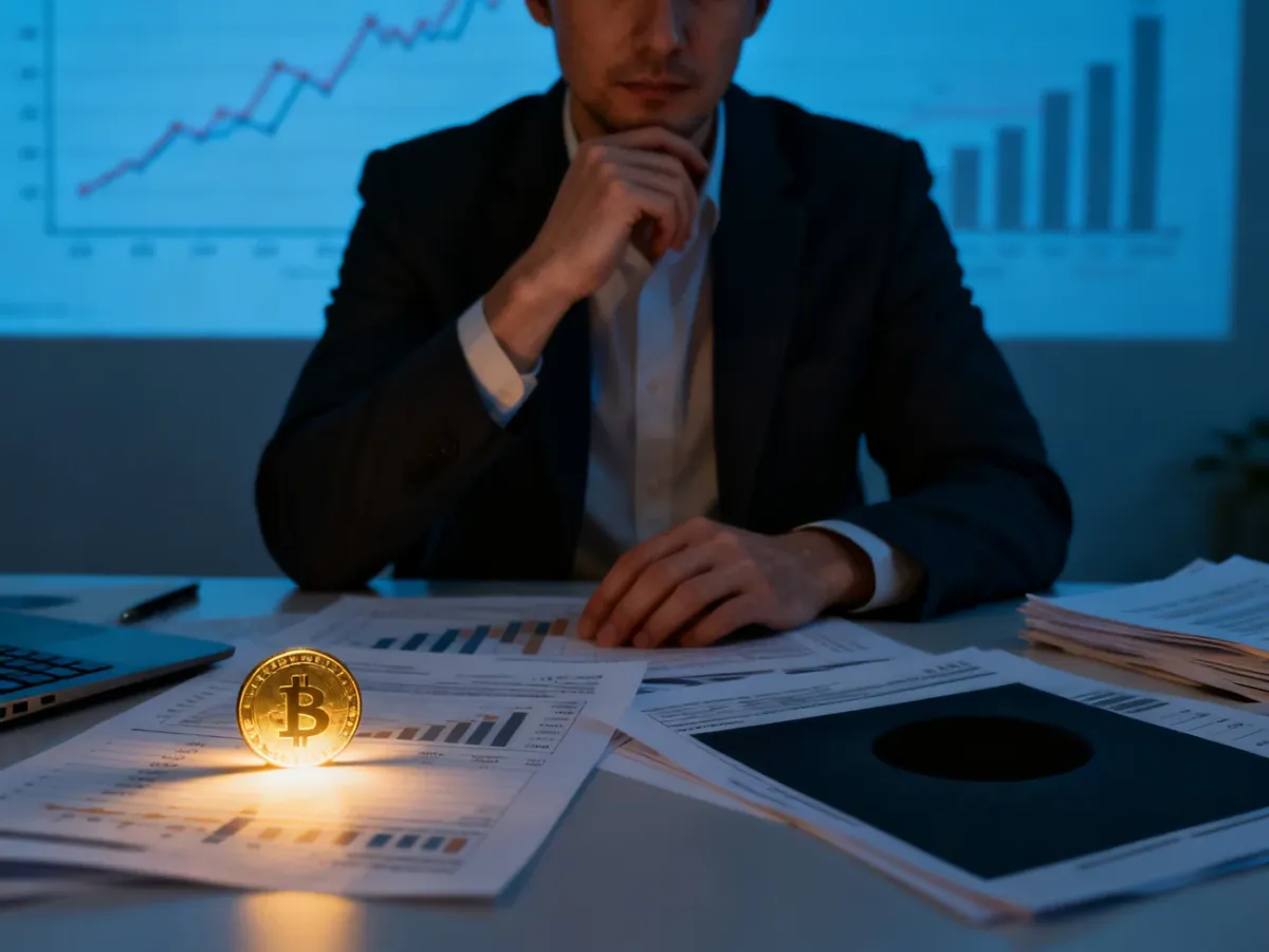 Osoba analizująca finansową decyzję między potencjalnym zyskiem a stratą